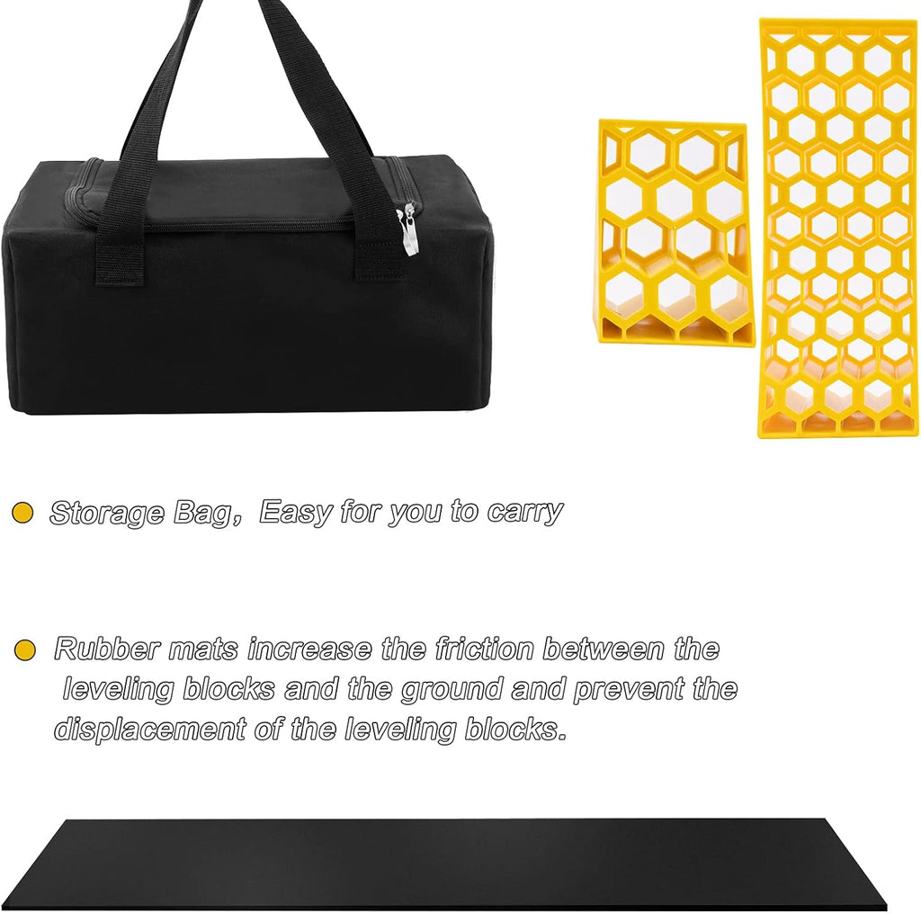 2-Pack Heavy Duty RV Leveling Blocks with Wheel Chocks and Anti-Slip Rubber Grip Mats Q2269