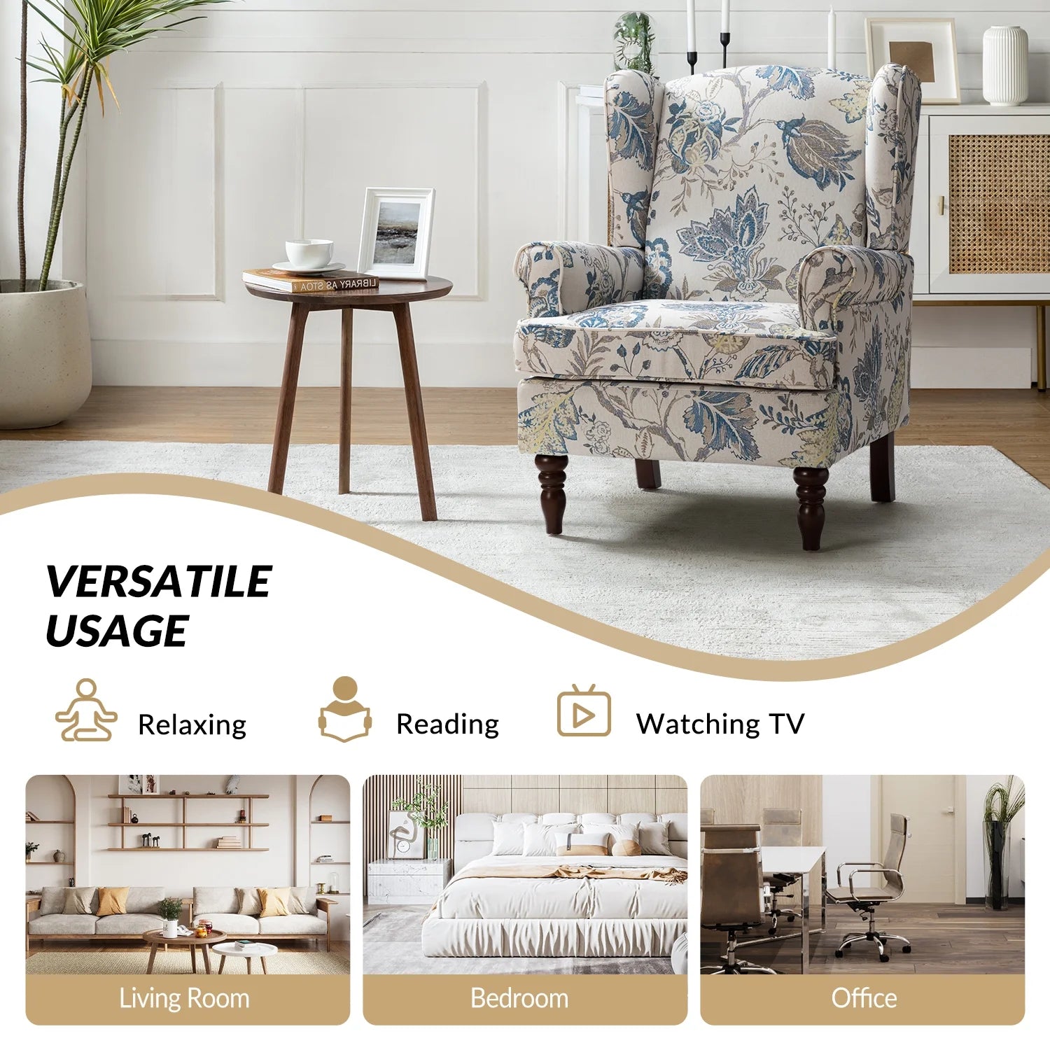 Blue Foam Wingback Accent Chair A60056