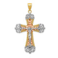 14K Tri-Color Crucifix Cross Pendant C346580