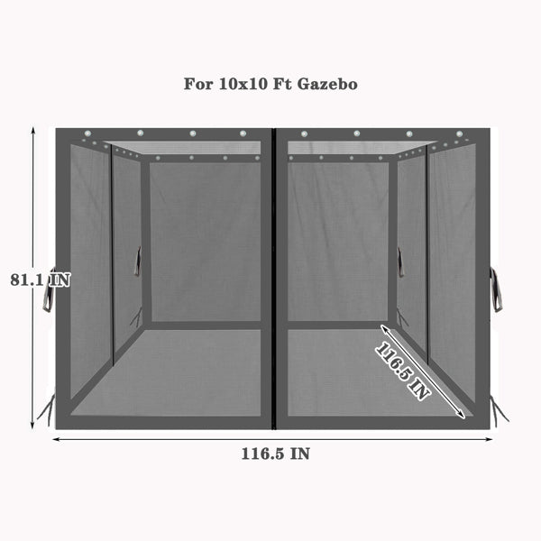 Black 4-Side Mosquito Netting with Zippers Q41427