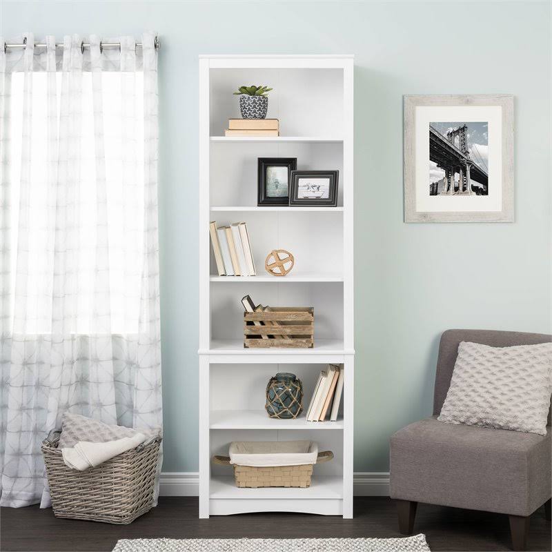 6 Shelf White Bookcase Q840169