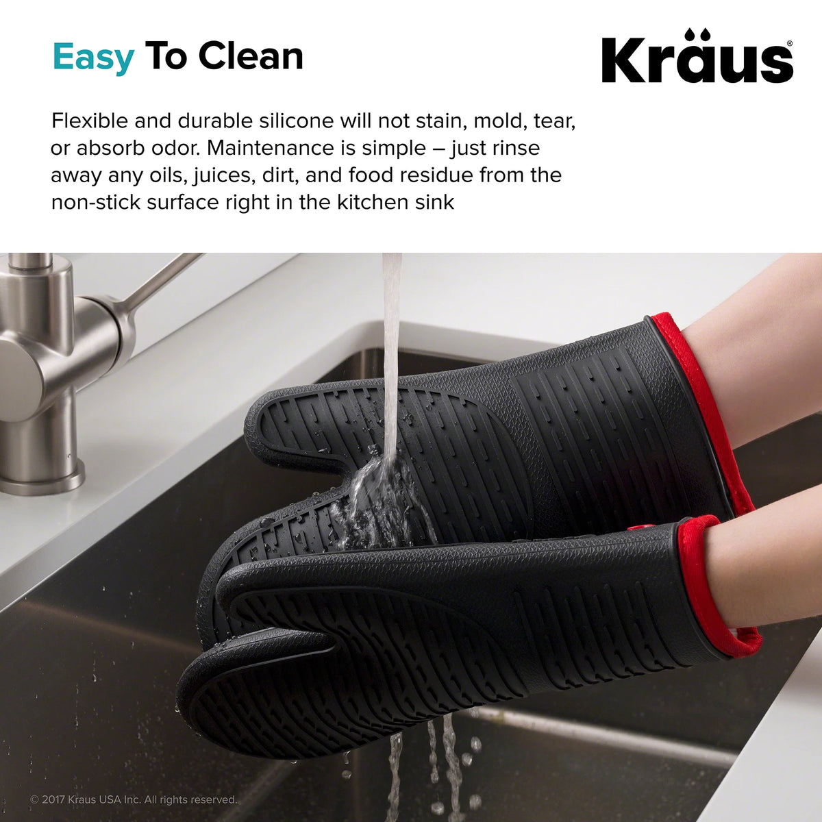 Heat-Resistant 100% Food-Safe Silicone Non-Slip Oven Mitt Pack of 2 L5253