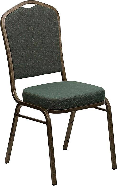 Green Patterned Fabric Crown Back Stacking Banquet Chair D543507
