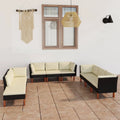 9 Piece Patio Set with Cushions Poly Rattan Black O224549