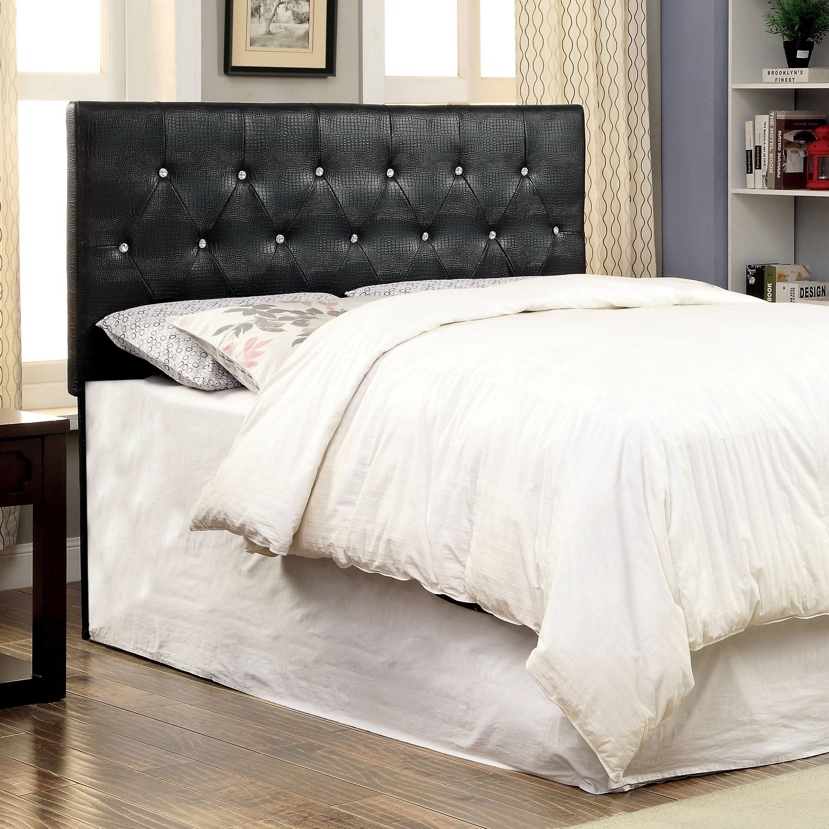 Black Faux Leather Button-Tufted Headboard Q571