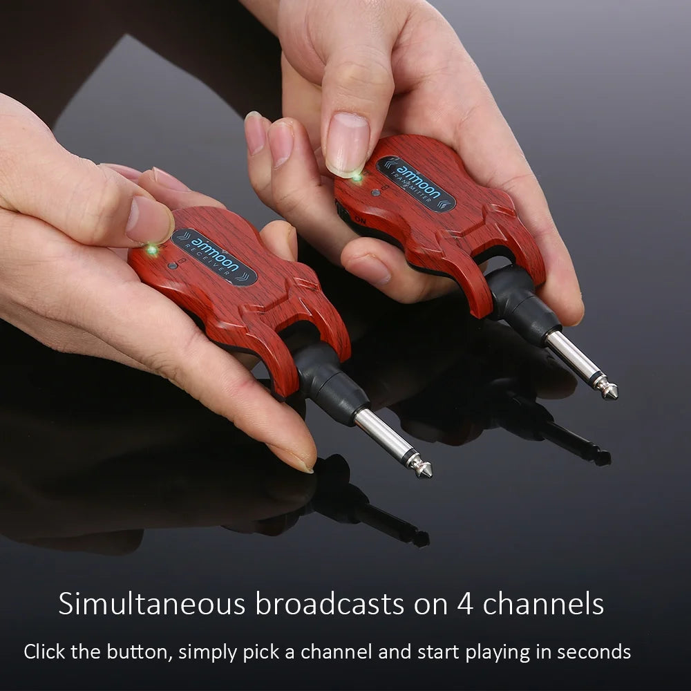 5.8G Wireless Guitar System Red Transmitter Receiver with USB Charging Cable M394