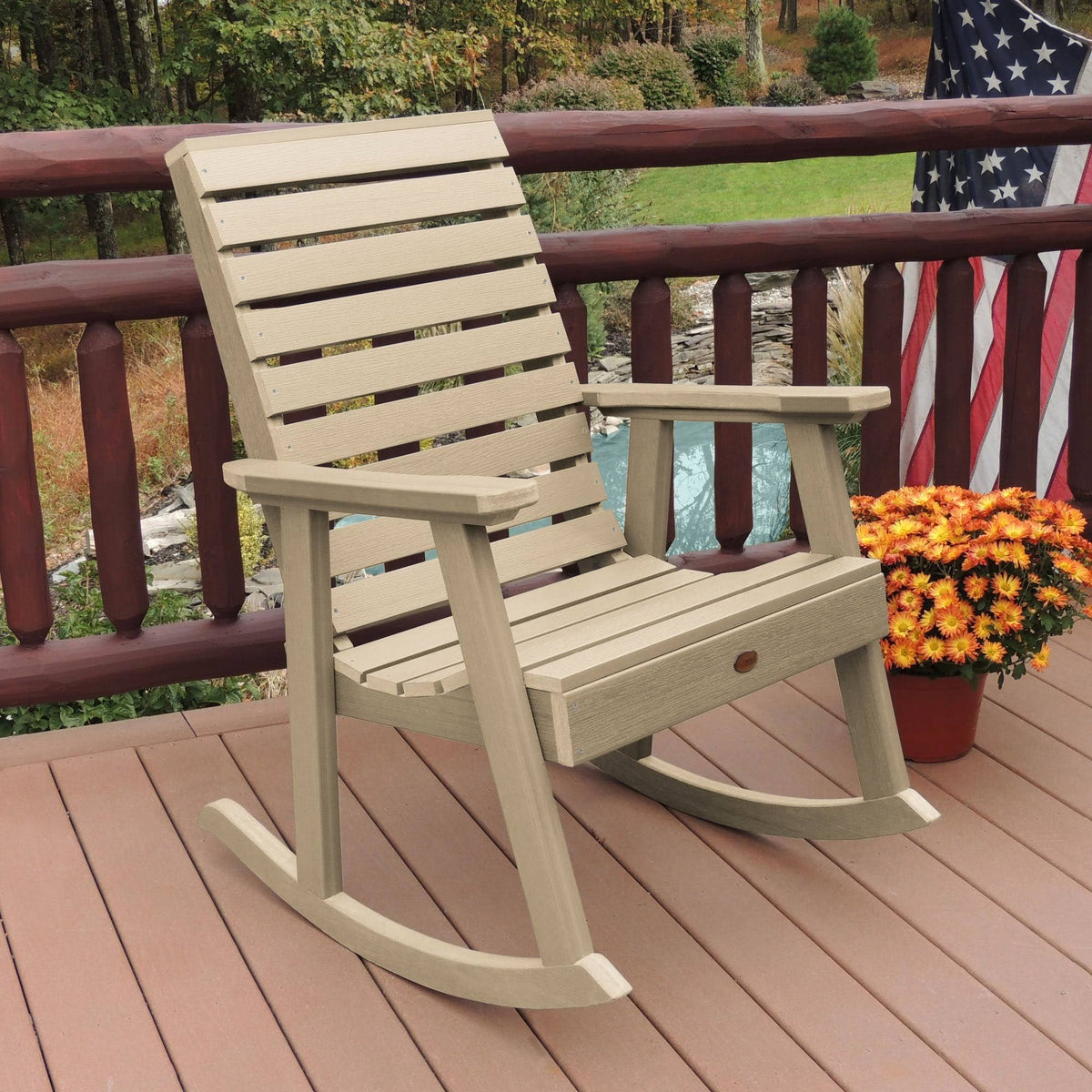 White Synthetic Wood Rocking Chair X365