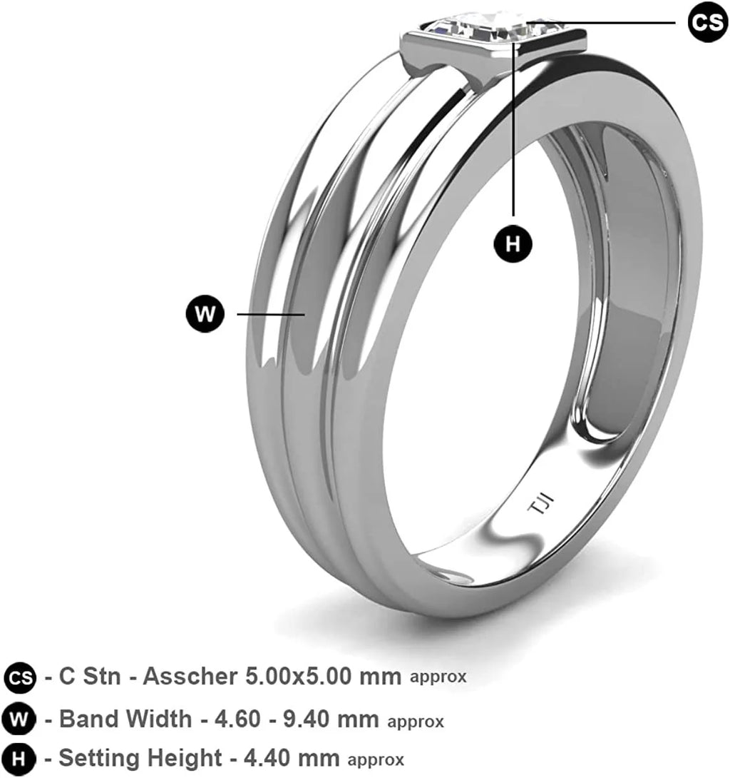 14K White Gold Men Wedding Band G9149