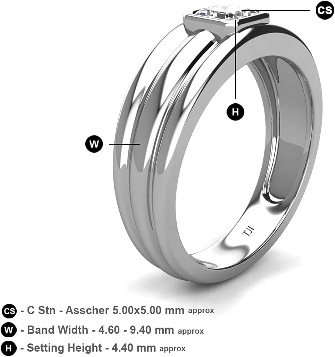 14K White Gold Men Wedding Band G9149
