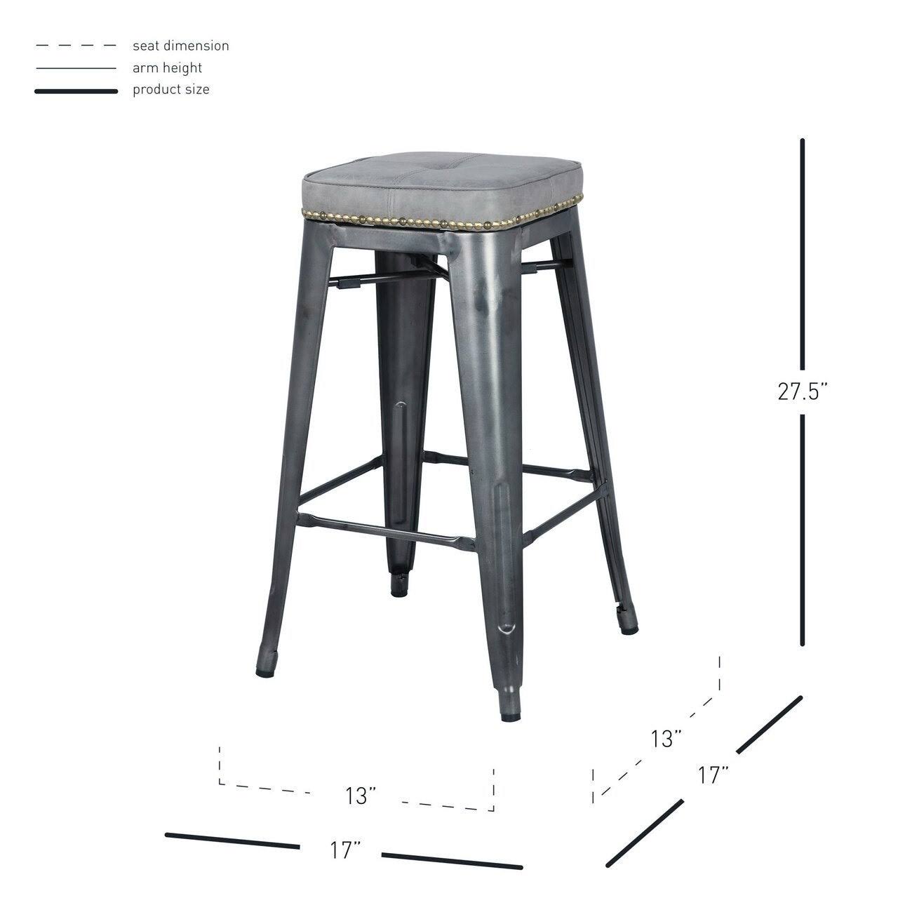 Vintage Mist Gray PU Metal Backless Counter Stool Z279425