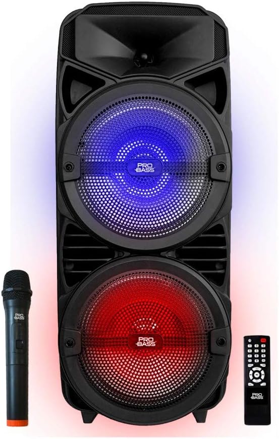 Portable Audio System with Rechargeable Battery, Bluetooth, Wireless Mic and Remote Control B90895