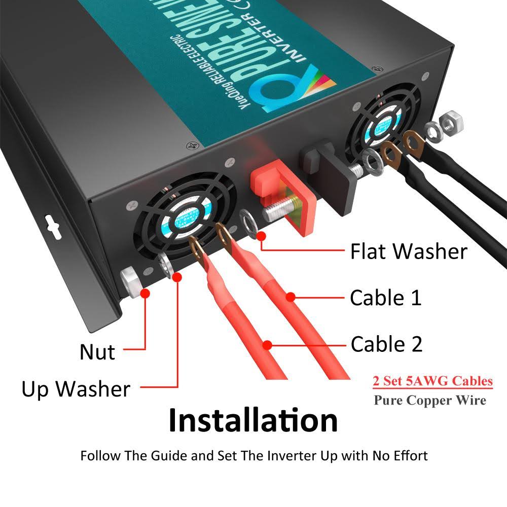 2000W 24V 120V Pure Sine Wave Power Inverter with Remote Control Switch R990