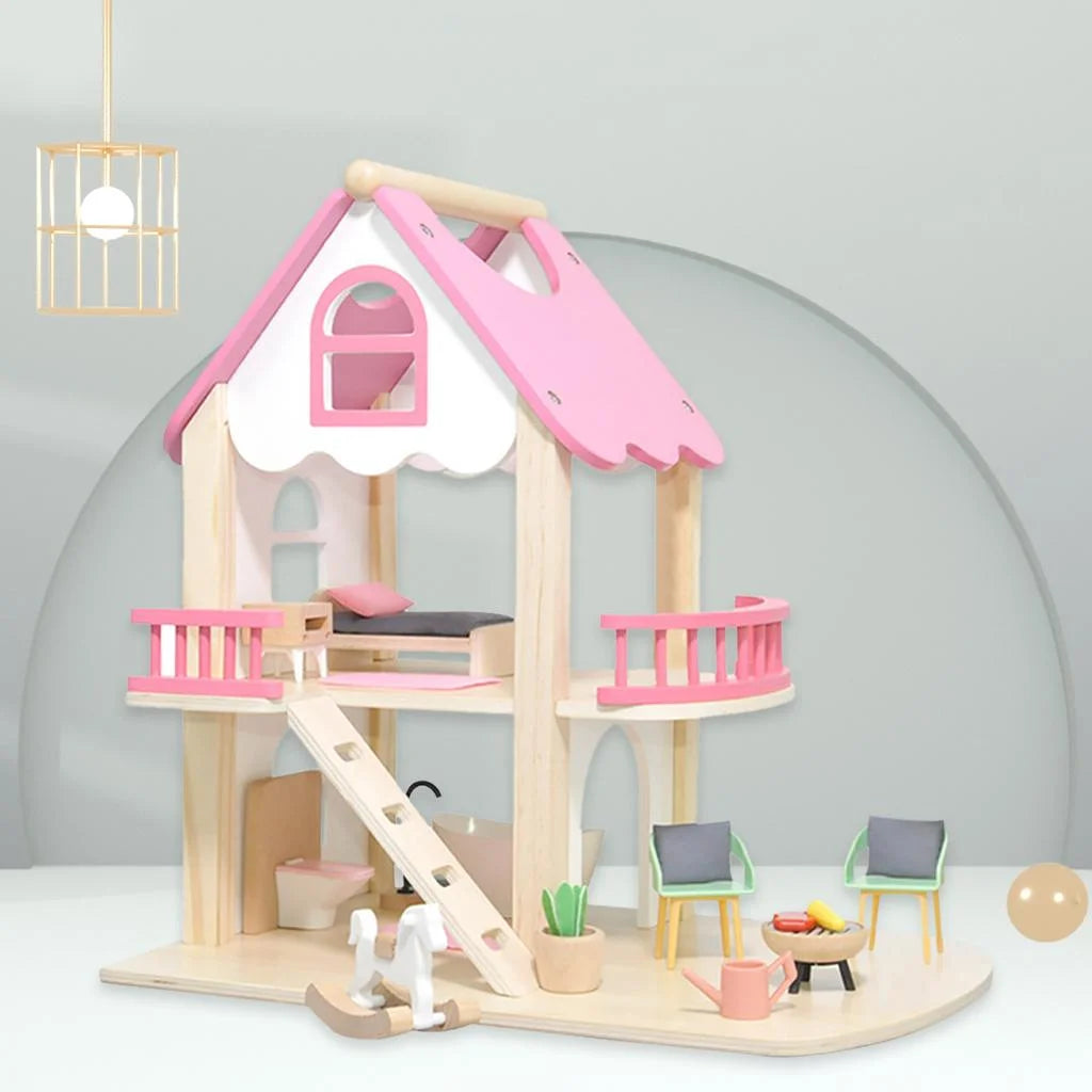 Miniature Castle Doll House with Doll Accessories Bedroom Educational Toys L909