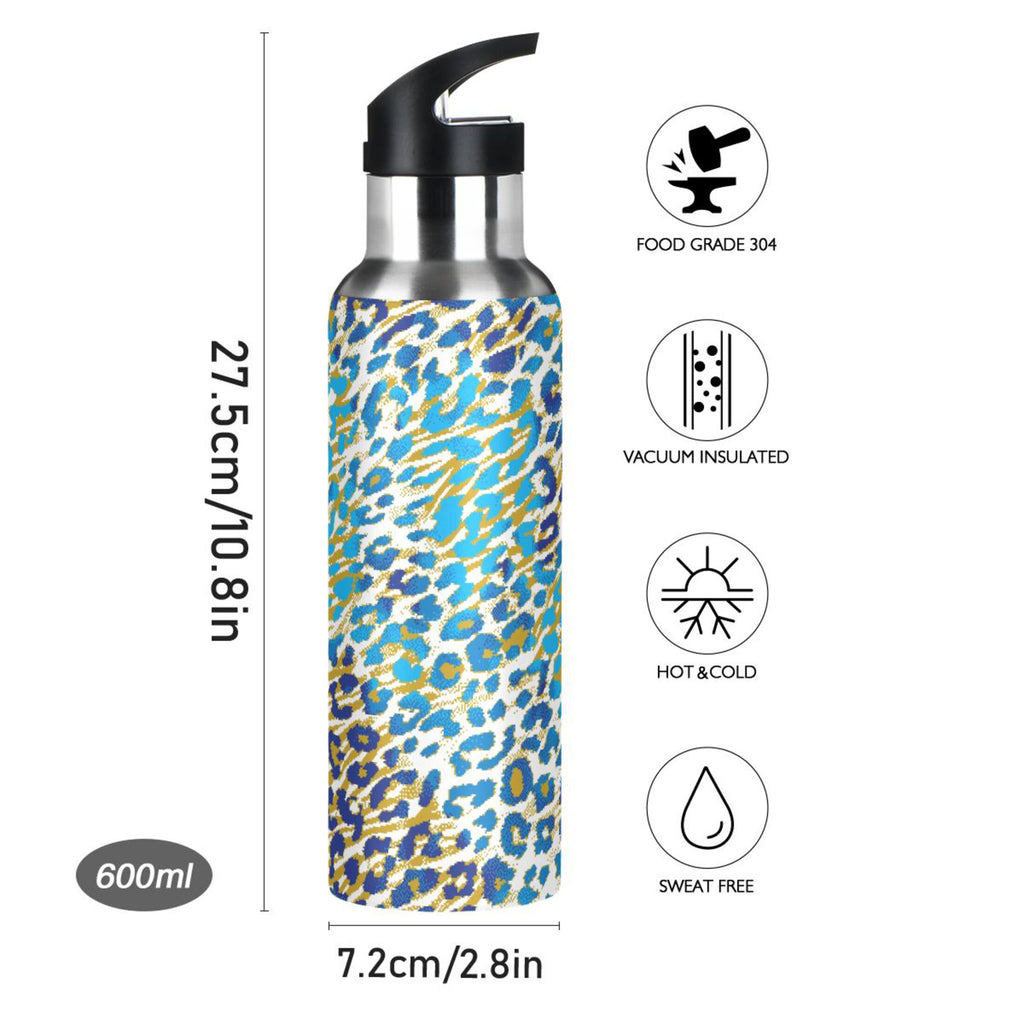 Green Brown Leopard Stainless Steel Vacuum Insulated Water Bottle 20 OZ I2709
