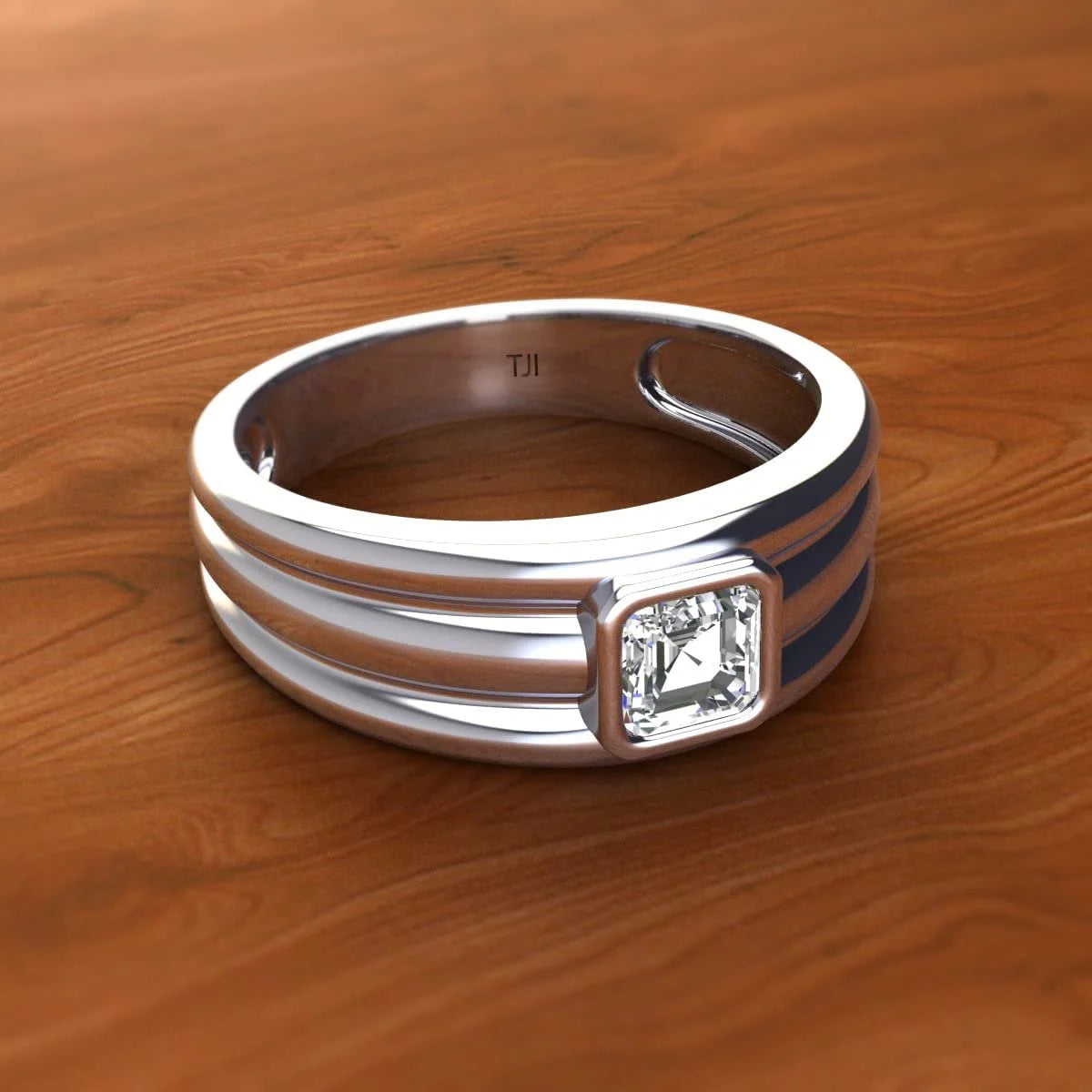 14K White Gold Men Wedding Band G9149