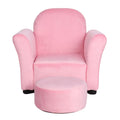 Pink Velvet Kids Sofa with Ottoman C82207