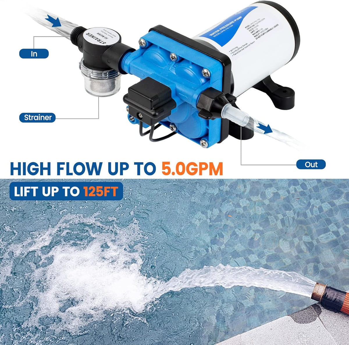 110V AC Water Pressure Pump 5.0GPM 55PSI Self Priming RV Water Pump Pack of 2 R487262