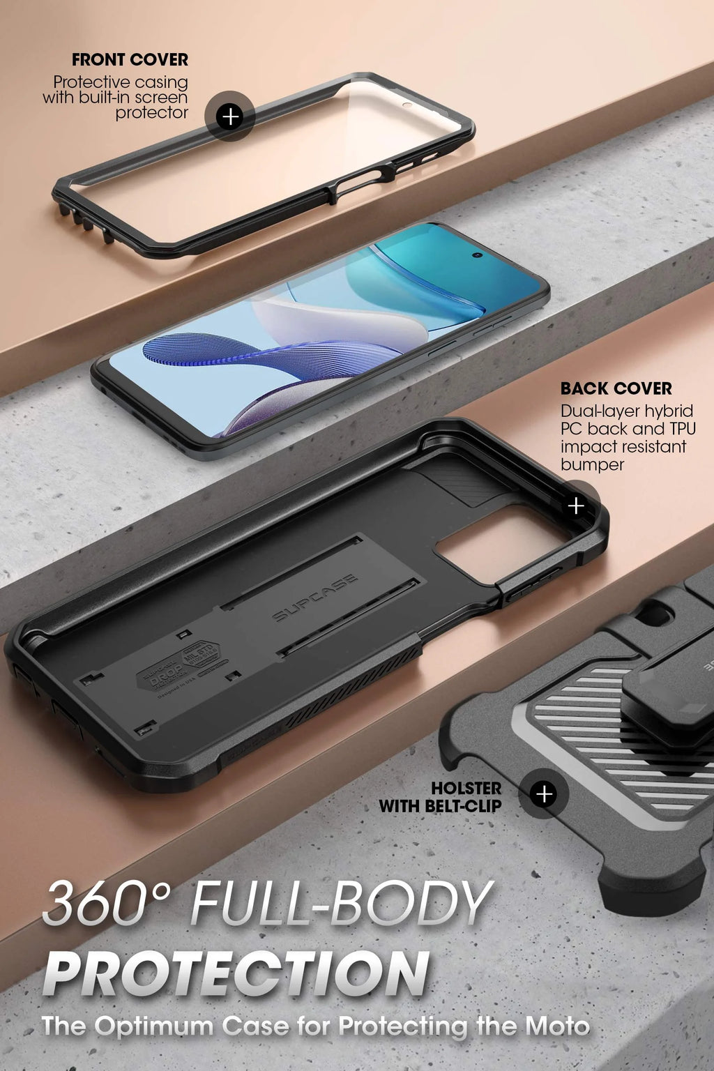 Black Rugged Case with Belt Clip and Kickstand N7510