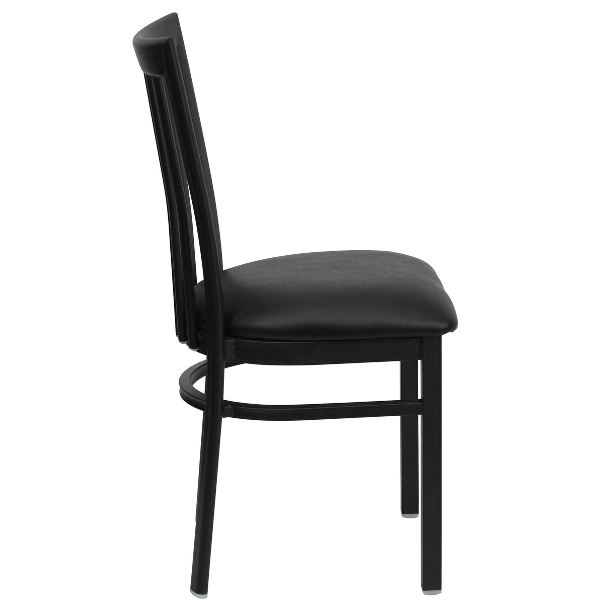 2 Pack School House Back Restaurant Chair Mahogany Wood Seat Black Metal W32300