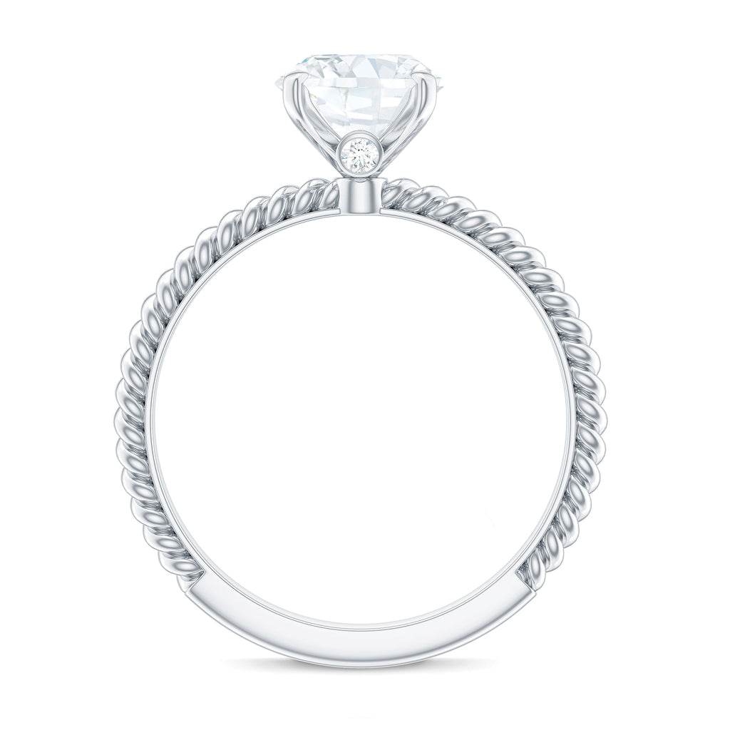 Oval Moissanite Solitaire Engagement Ring, 14K White Gold, US 8.00 Y77166