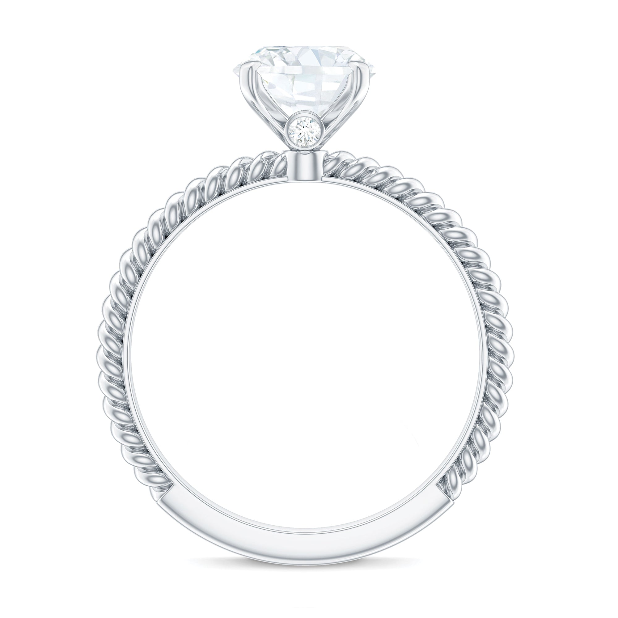 Oval Moissanite Solitaire Engagement Ring, 14K White Gold, US 8.00 Y77166
