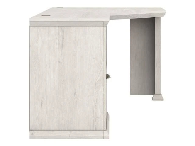 Linen White Oak Corner Desk with Storage V3531
