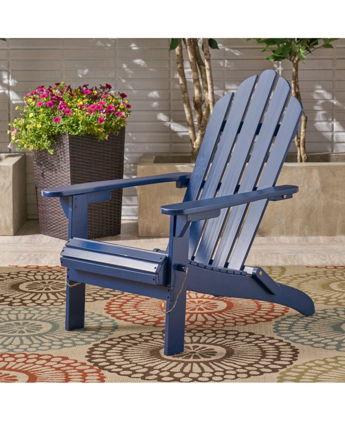 Blue Foldable Acacia Wood Adirondack Chair X22310