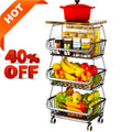 4 Tier Fruit Vegetable Cart with Solid Wood and Rollers Z88491