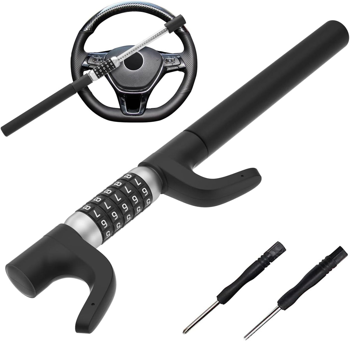 Black Double Hook Steering Wheel Lock C3774