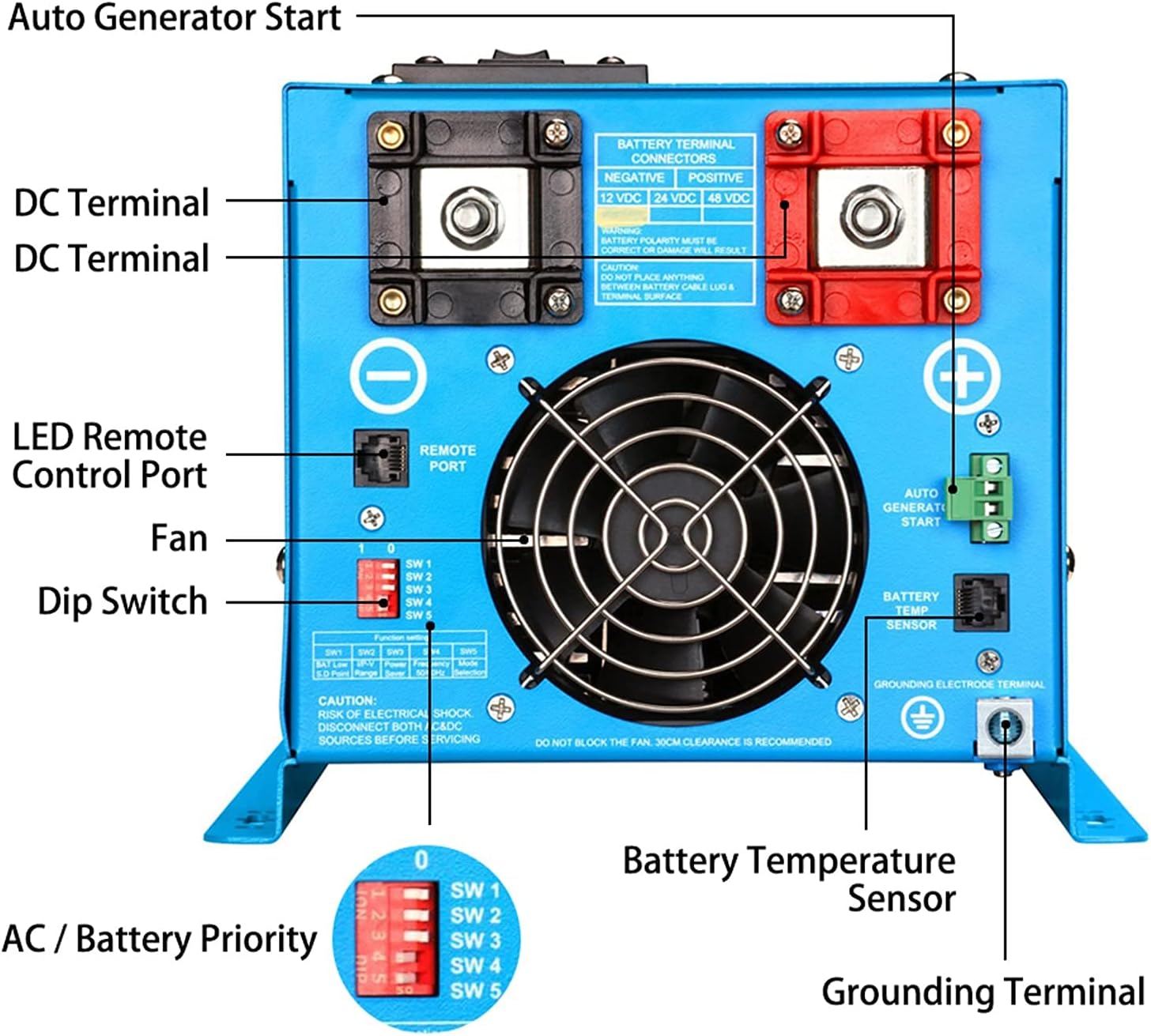 4000W Peak 12000W DC 48V to AC 120V Pure Sine Wave Power Inverter with Battery Charger Low Frequency Solar Inverter Charger LCD I782075