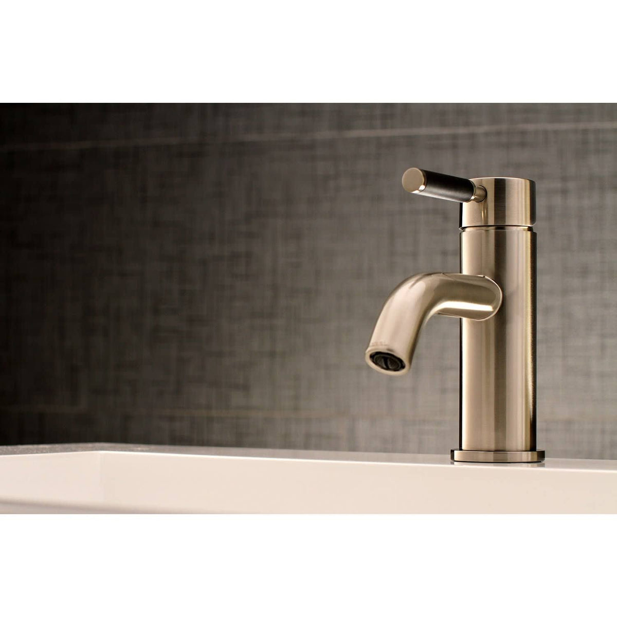 Matte Black Brushed Nickel Single-Handle Bathroom Faucet with Push Pop-Up O5271
