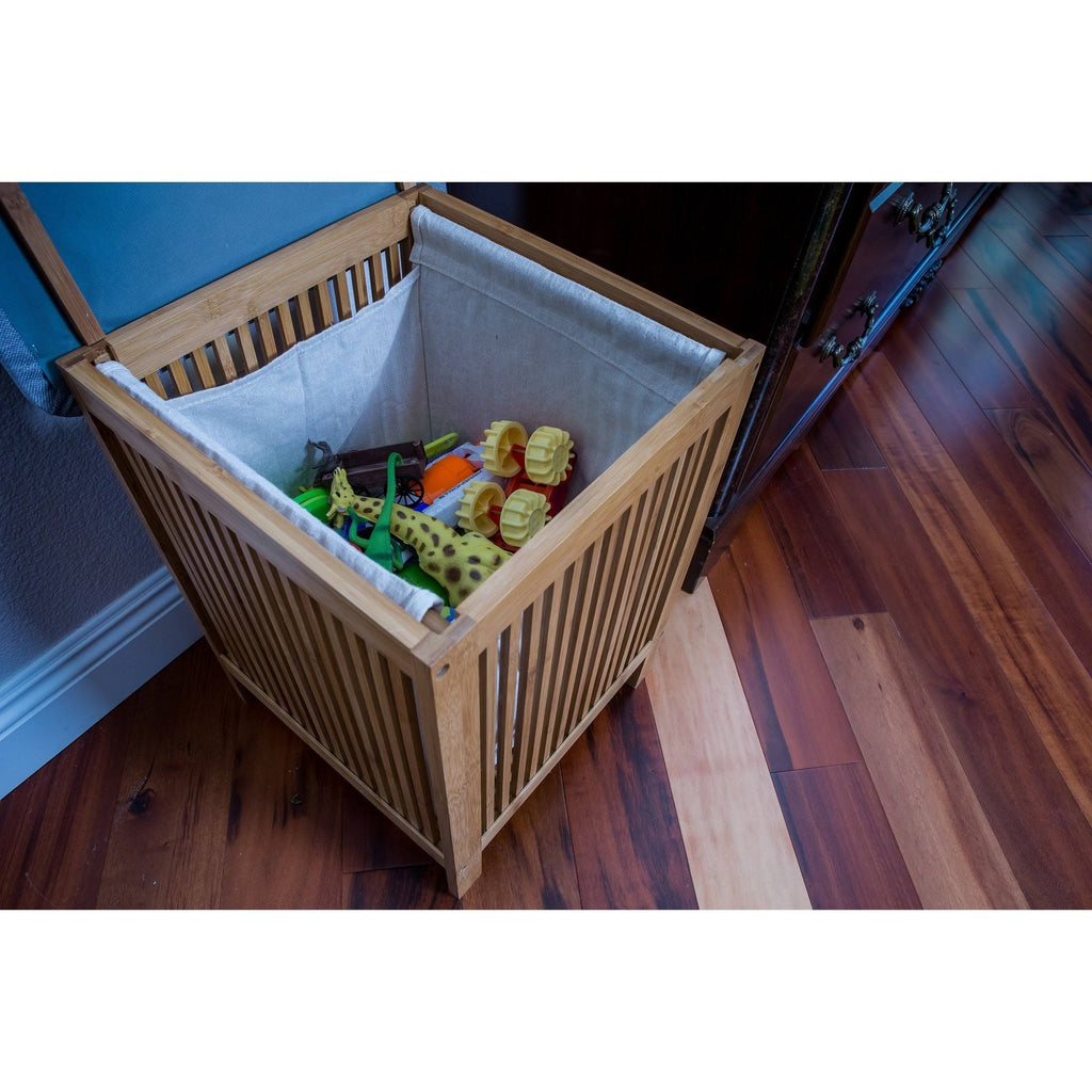 Bamboo Laundry and Storage Basket/Ottoman, 21 inch Tall M210