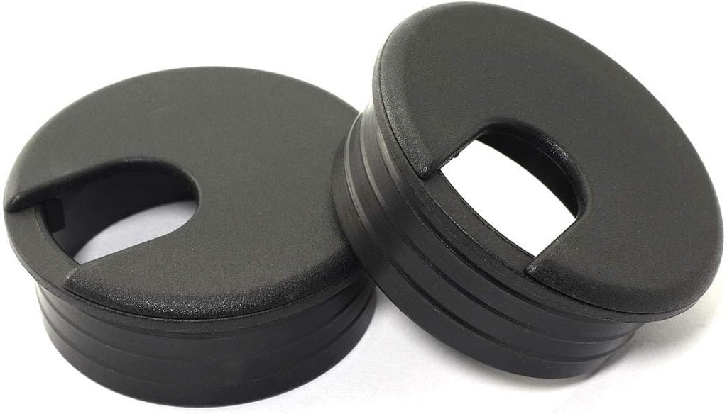 Black 2pcs 1-3/4 inch Desk Wire Cord Cable Grommets Hole Cover Plastic U443