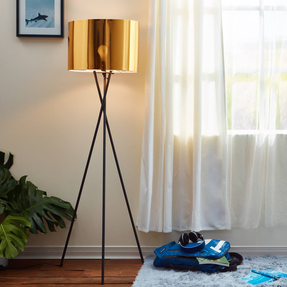 Gold Tripod Floor Lamp C85165