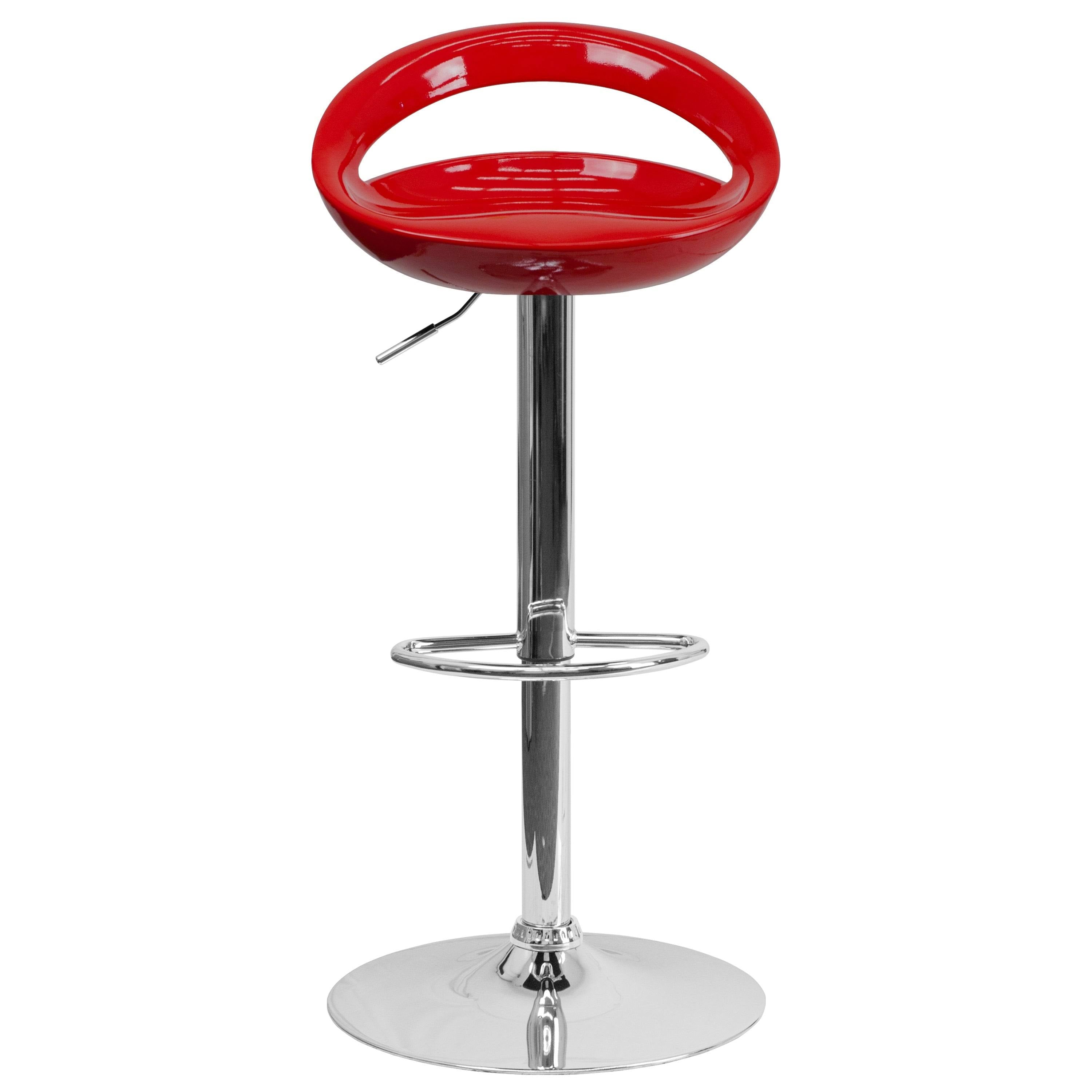 Silver Plastic Adjustable Height Barstool with Chrome Base X63759