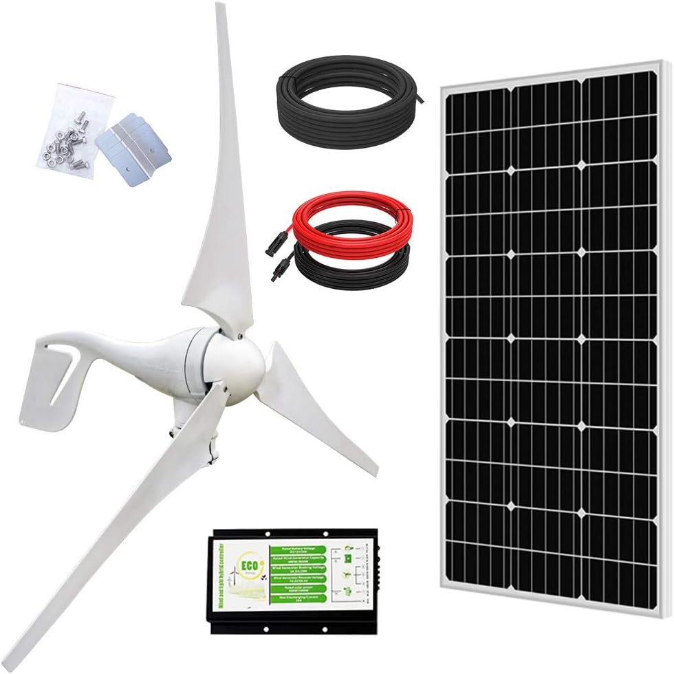500W Solar Wind Power Kit with Hybrid Controller, 100W Mono Solar Panel P958