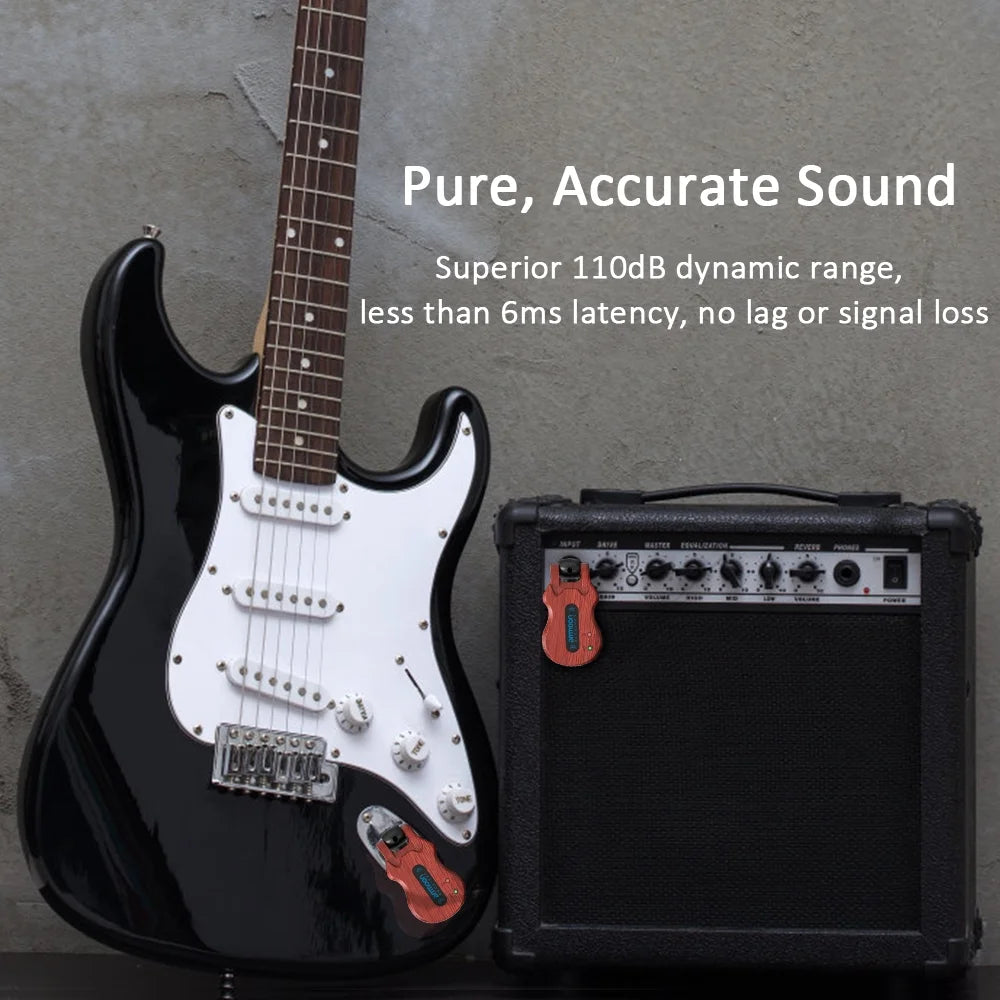 5.8G Wireless Guitar System Red Transmitter Receiver with USB Charging Cable M394