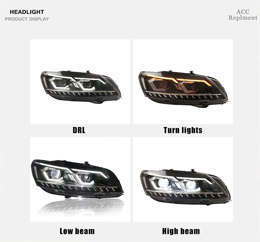 2PCS Headlight Assemblies Bi-Xenon Projector Double Beam HID With LED Daytime Running Lights F989