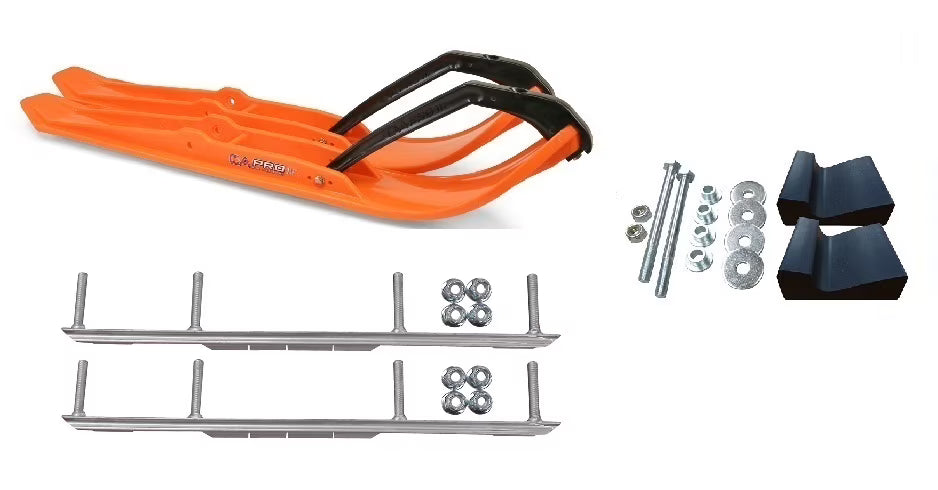 Orange XPT Snowmobile Skis with 6" Shaper Bars Complete Kit F2590