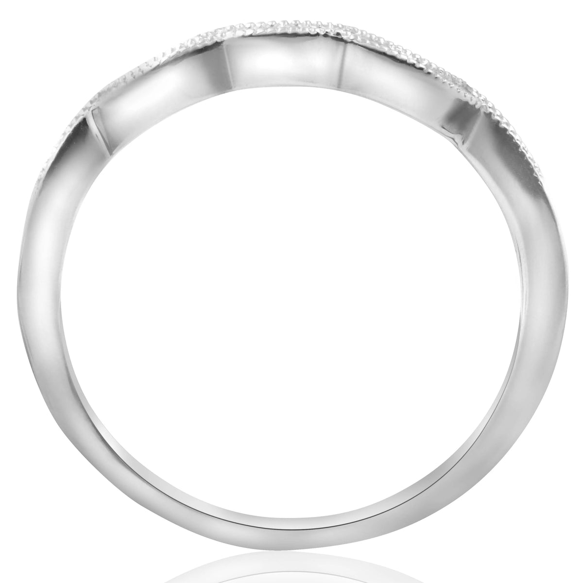14K White Gold Curved Wedding Ring C1010