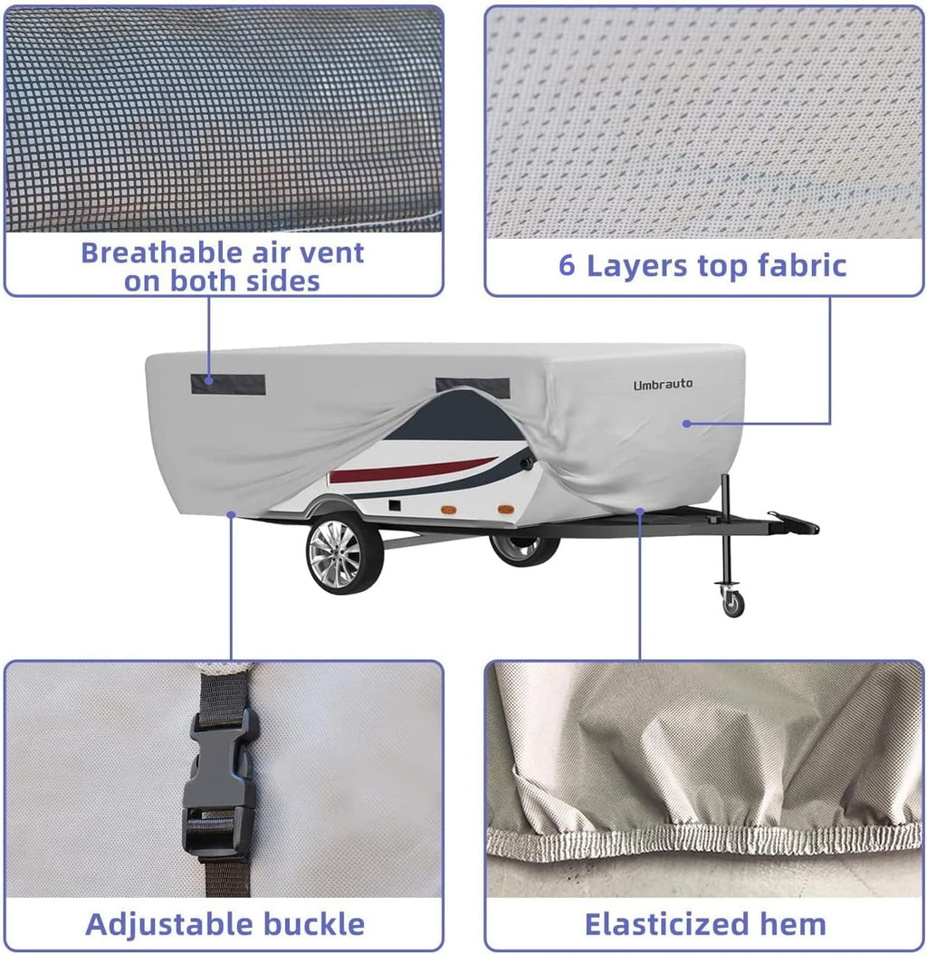 Gray Waterproof Polypropylene Pop Up Camper Cover for 12' - 14' Trailers G314351