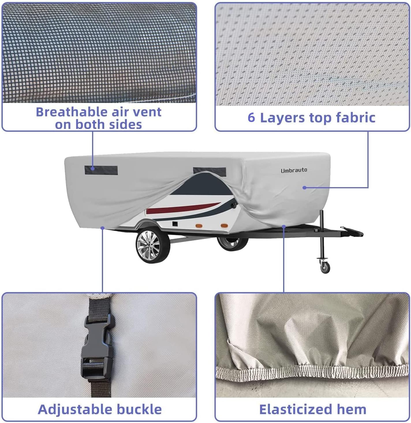 Gray Waterproof Polypropylene Pop Up Camper Cover for 12' - 14' Trailers G314351