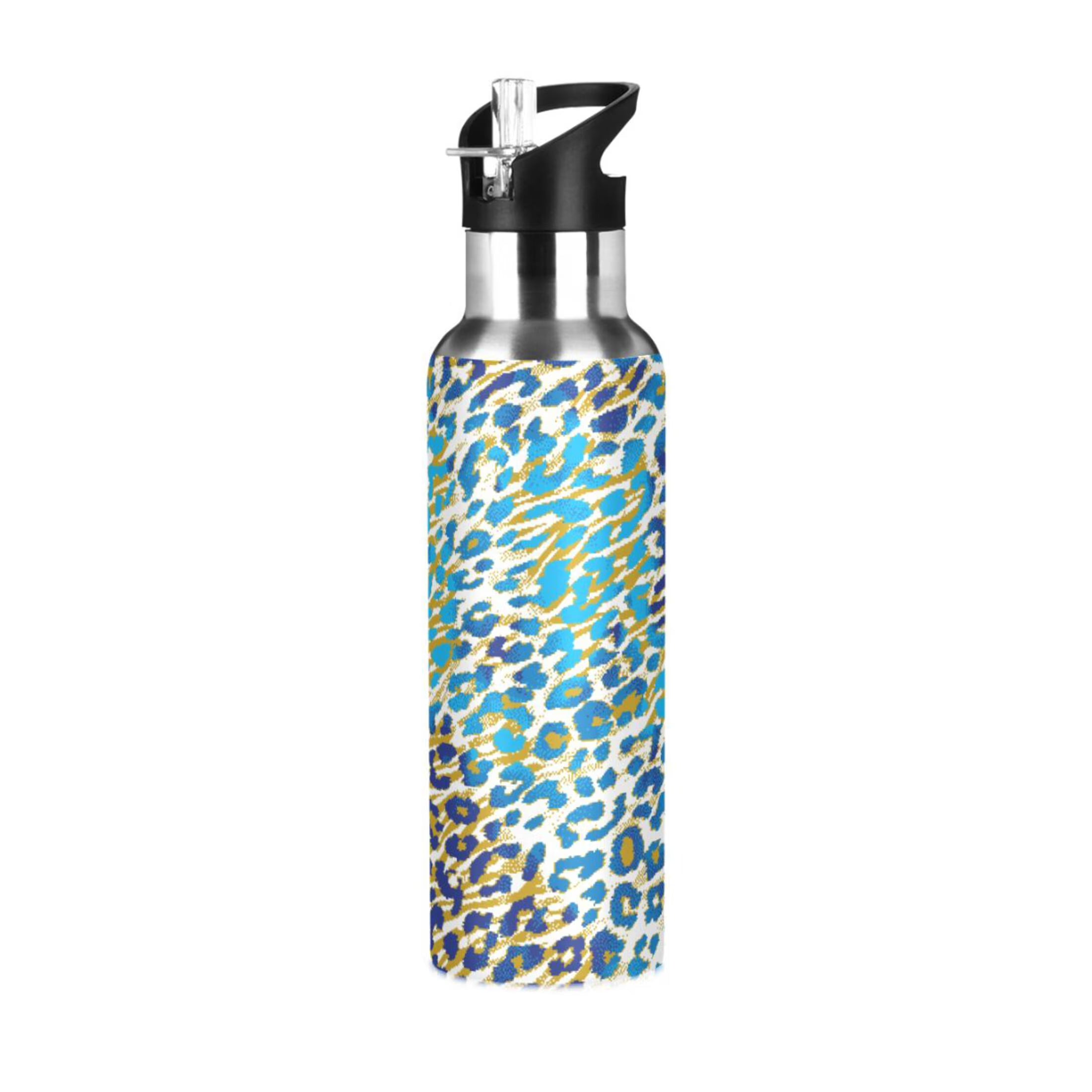 Green Brown Leopard Stainless Steel Vacuum Insulated Water Bottle 20 OZ I2709