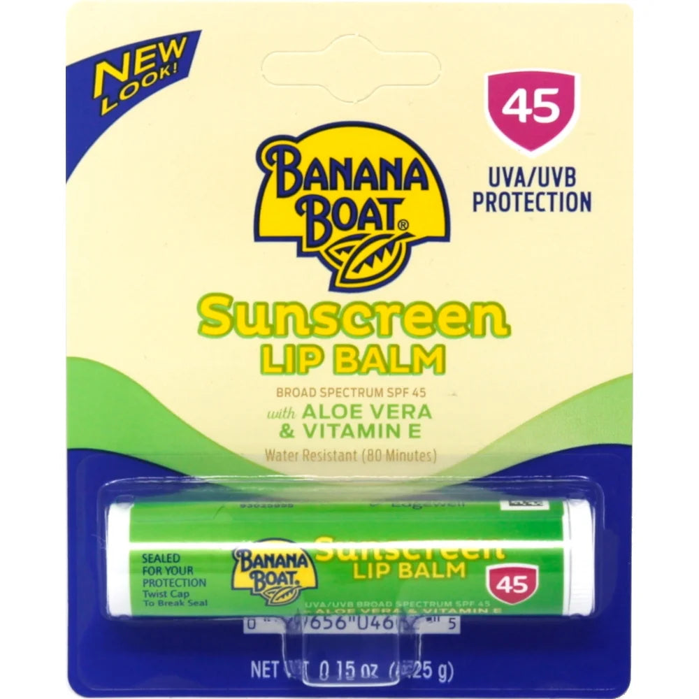 6 Pk Aloe Vera Sunscreen Lip Balm SPF 45 .15oz Ea W4003