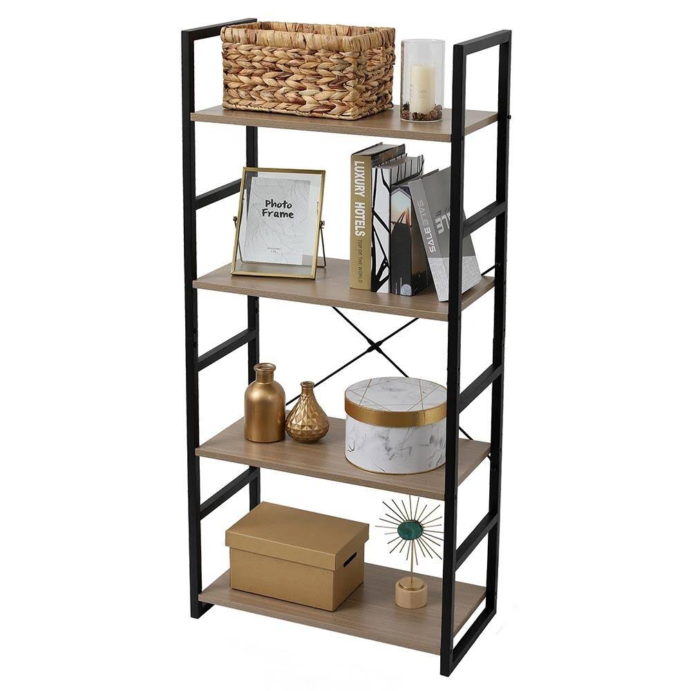 4 Tier Wood and Metal Bookcase K211096