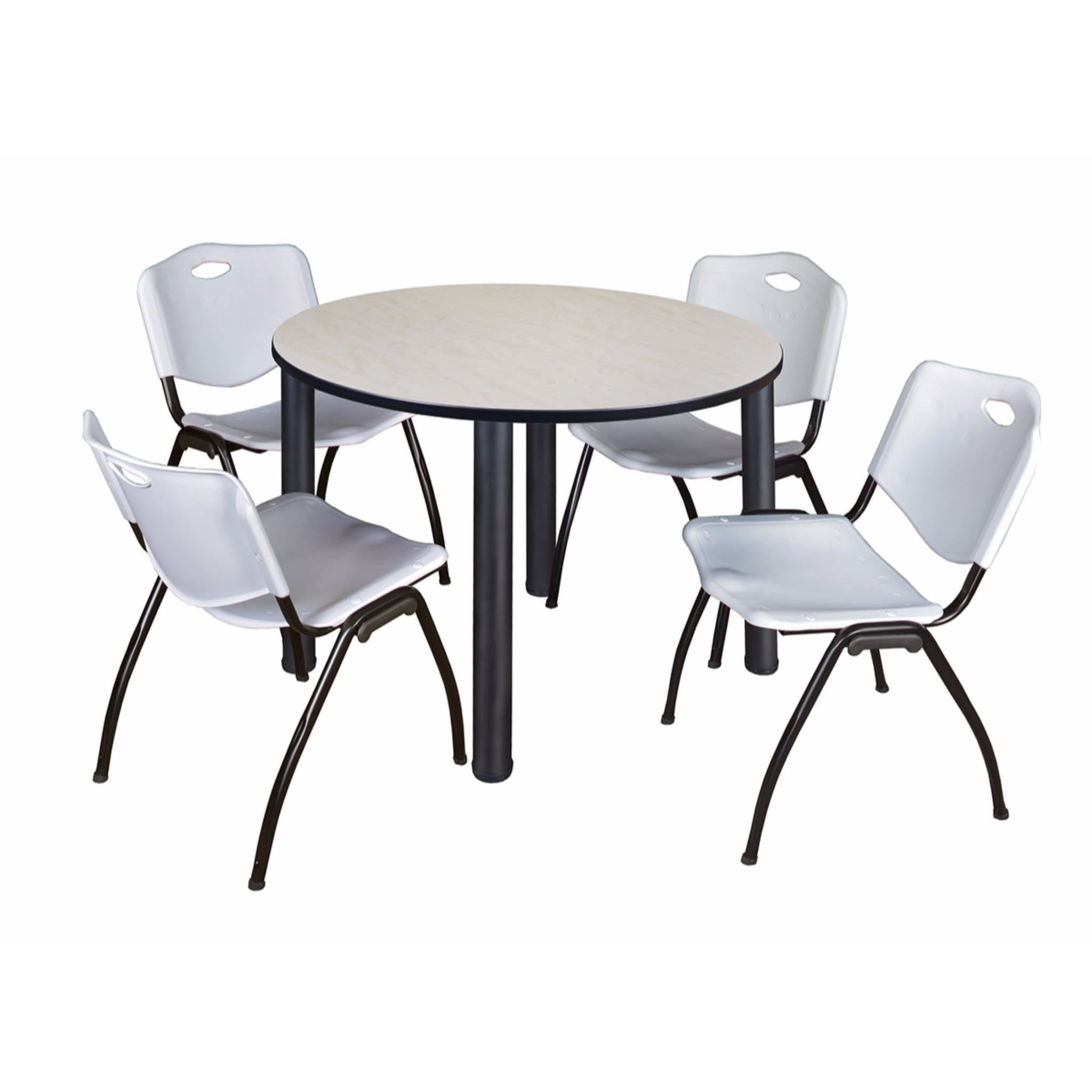 48 in. Round Breakroom Table with 4 Stack Chairs L1684