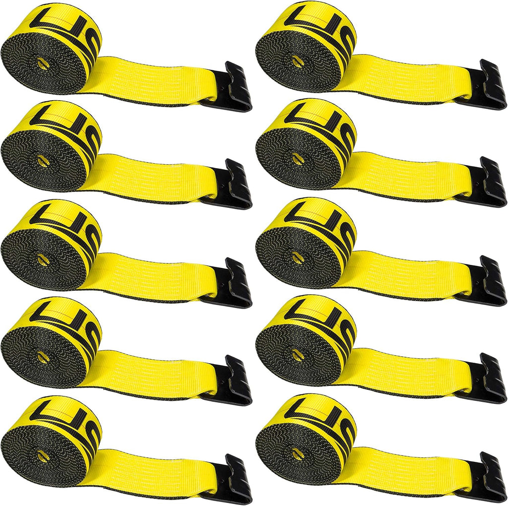 4 Inch x 27 Foot Yellow Winch Strap with Flat Hook 10 Pack X7240
