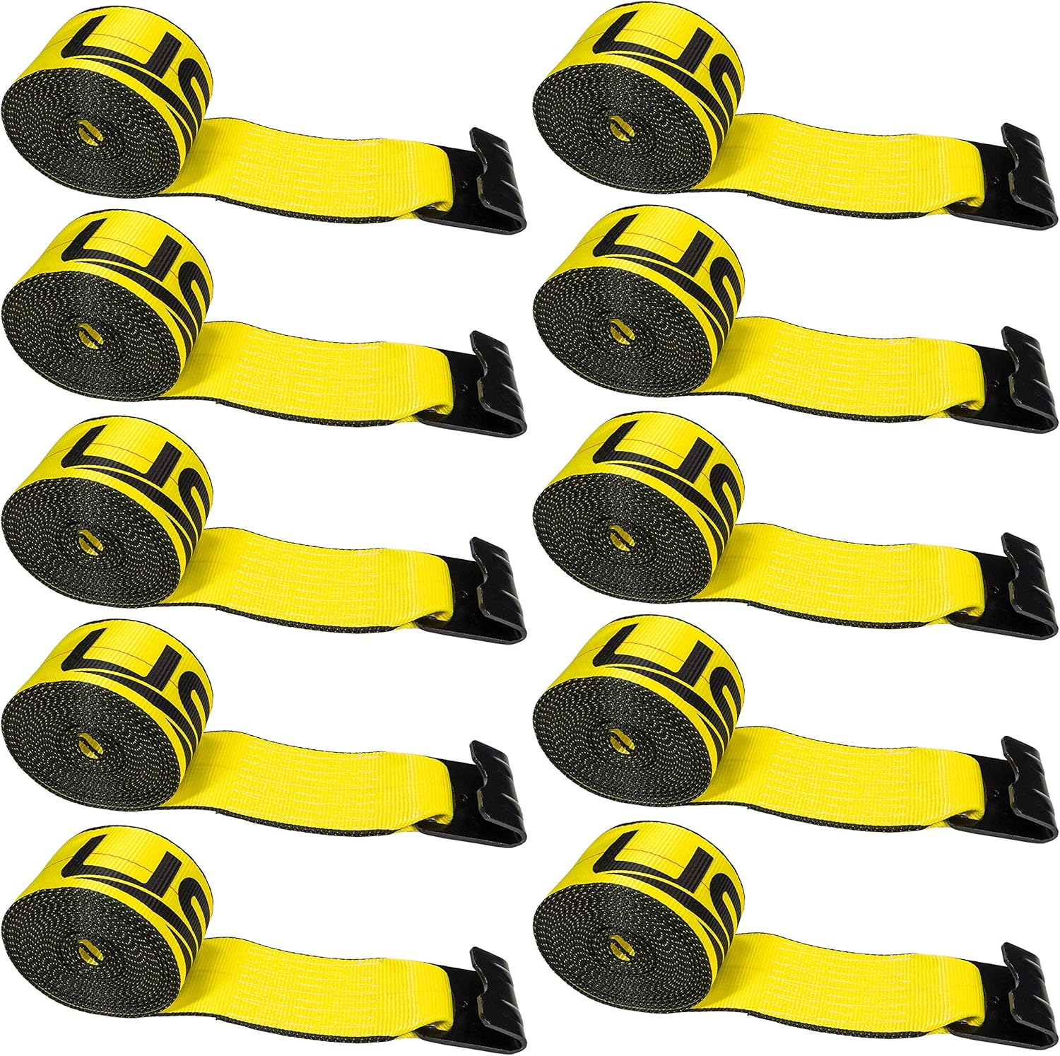 4 Inch x 27 Foot Yellow Winch Strap with Flat Hook 10 Pack X7240
