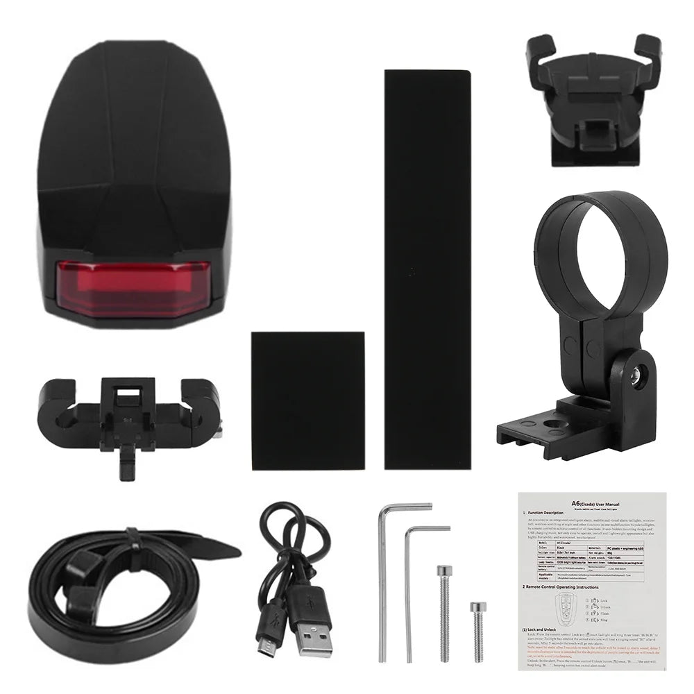 Smart Bike Tail Light with Wireless Remote Control and Electric Bell V189