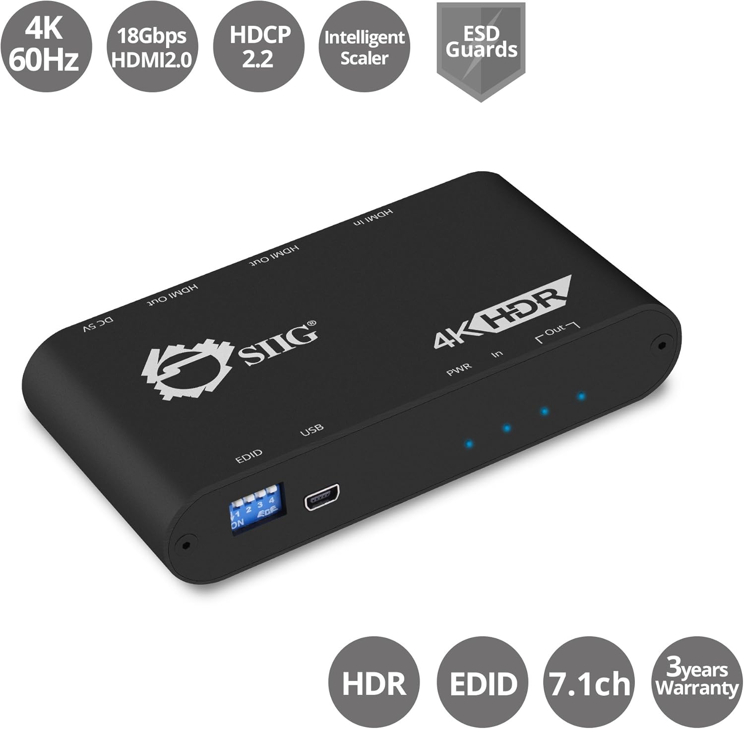 1x4 HDMI 4K 60Hz HDR Splitter 4 Port 1 in 4 Out R8579